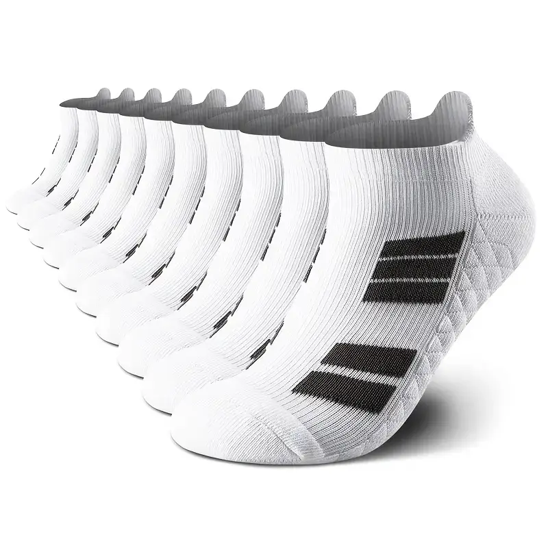 10-12 Pairs of Men's & Women's Universal Sports Short Socks Invisible Towel Bottom Combed Cotton Soft Cushioning Anti-Slip Wear-Resistant Sweat-Absorb