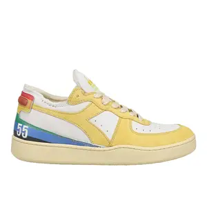 diadora Mens Mi Basket Row Cut Denver 55 Perforated Lace Up Sneakers Shoes Casual - Yellow