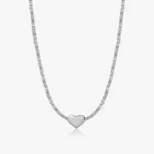 Heart Silver Beads Necklace