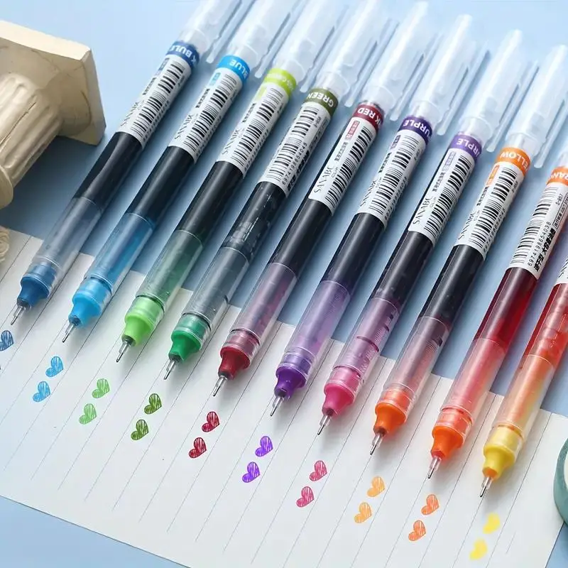 13 Colors Rainbow Straight Liquid Ballpoint Pens (13pcs/set), Writing Pen for Students, Office, Colored Ballpoint Pen, School Supplies