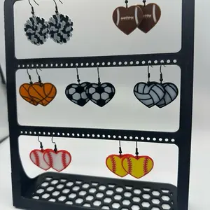 Baseball & Softball Dangle Earrings | Game Day Heart & Bow Designs