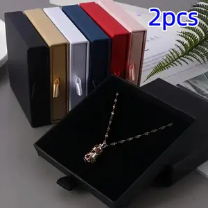 Elegant Jewelry Gift Boxes Set of 2, Accessories Box, Durable Thick Cardboard Storage Containers, Perfect for Rings Necklaces Bracelets Earrings Display, Drawer Packaging