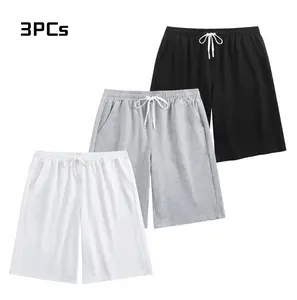 Holafish Unisex 3 Pack Sweat Shorts 240G Cotton 20% Polyester Athletic Elastic Waist Drawstring Gym Workout Jogger Pants with Pockets Premium Softness Func Adjust