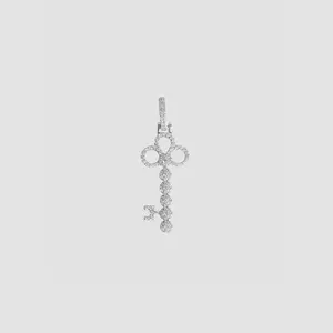 Sterling Silver Iced Out Key Pendant