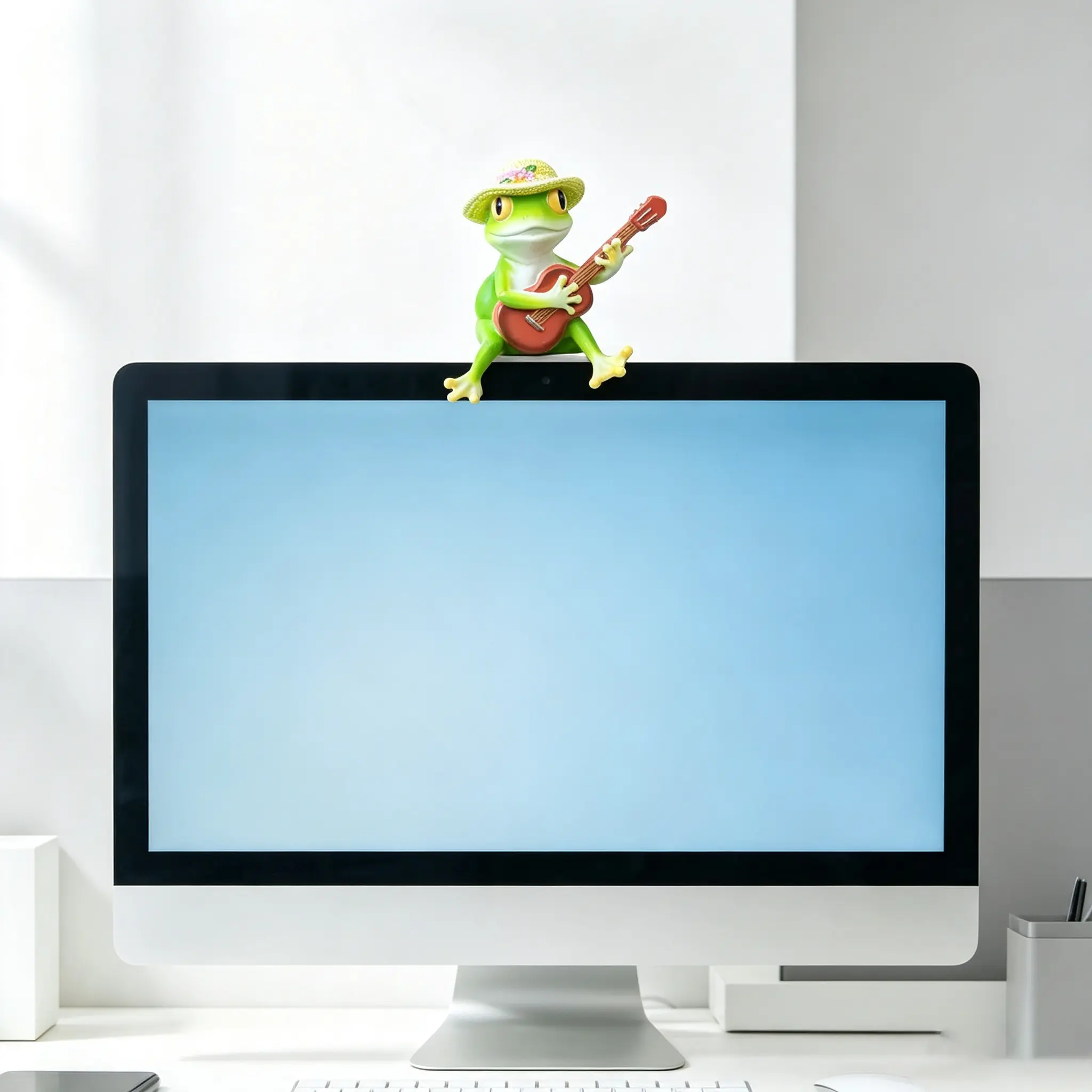 freakyAdorable Green Frog Guitarist  Figurine - Red Guitar music Decor for Home, Office，funny (Home Supplies, Statues & Figurines)