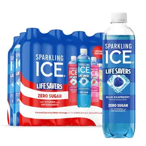LIFE SAVERS Strawberry-Infused Red, White and Blue Variety Pack - 0-Sugar Sparkling Water with Vitamins, Antioxidants, Low-Calorie Beverage, 17 fl oz Bottles (Pack of 12)
