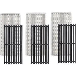 17" Cast Iron Grill Grates and Stainless Steel Emitter Plates for Charbroil Commercial 3 Burner Gas Replacement  for Charbroil Tru  463242516 463242515 463355220 463367016 G466-0025-W1
