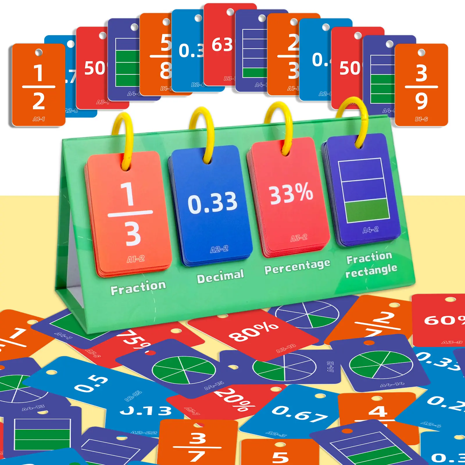Fraction Flipchart Math Teaching Aids - Explore Fractions, Decimals and Percentages | Interactive Matching Games for Children Over 3 | Essential Tools for Classroom Teaching Math Learning Tools