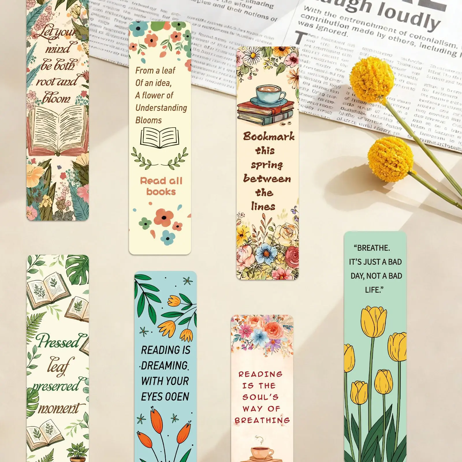 30pcs Reading-themed Office Bookmarks, Notebook Bookmarks, Non-repeating, Simple, Artistic, Creative Office Bookmarks, Notebook Bookmarks, Small Cards, Book Decoration Cards, Reading Annotation Cards