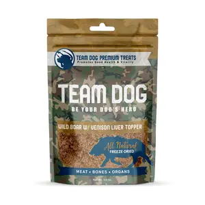 TEAM DOG Wild Boar with Venison Liver Topper Freeze-Dried Raw 5 oz Grain-Free Gluten-Free High-Protein Pet Food Toppers
