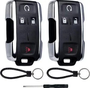 Key Fob  Case Replacement Fits for Chevy Silverado Colorado GMC Sierra Canyon 2014-2023 Keyless Entry Remote Control 4 Button Pad Outer Cover with Keychain M3N-32337100 (Set of 2)