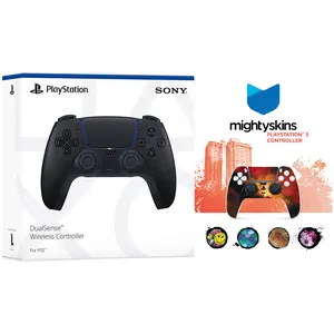 Sony PlayStation 5 DualSense Wireless Controller with MightySkins Custom Decal Skin Voucher - Midnight Black
