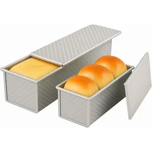 2-Pack Pullman Loaf Pan with Lid -Includes Two Size 13 by 5 & 8.4 by 4.8 Loaf Pan,  Textured Finish, Vented Bottom, Nonstick Bread Pan Set, Ideal for Sandwich Bread, Toast, Sourdough