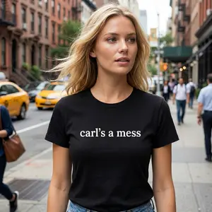Carl's A Mess Baby Tee Funny Meme Crop Top, Trendy Minimalist Quote Shirt, Y2K Cropped Tee, Casual Streetwear Top