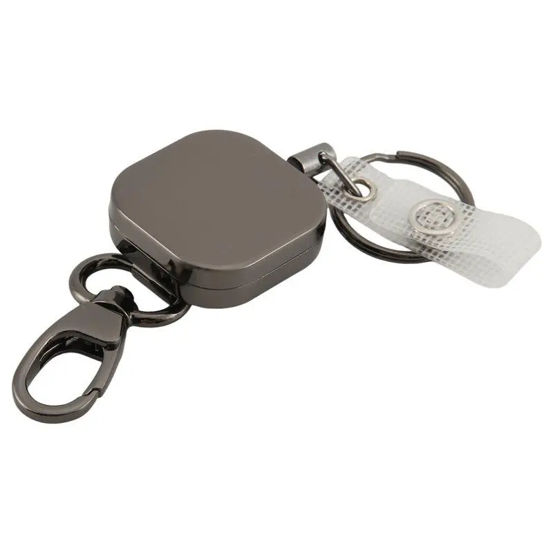 Heavy-Duty Metal Retractable Carabiner Keychain, Belt Badge Reel Clip, 28.3-inch Reinforced Steel Wire Cord