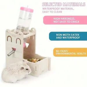 Wooden Hamster Water Bottle Holder Stand, Suitable for Dwarf Hamsters, Mice, Hedgehogs, Pet Accessories, Durable and Sturdy Design