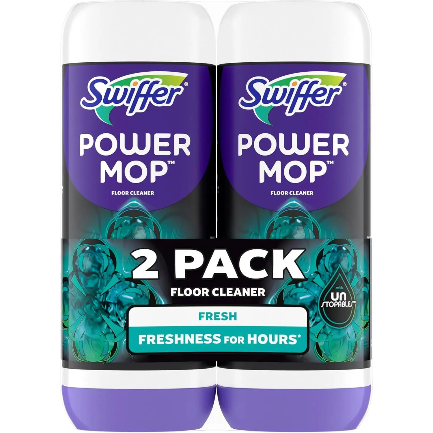 Swiffer PowerMop Floor Cleaning Solution, Unstopables Fresh Scent, 25.3 fl oz, 2-Pack