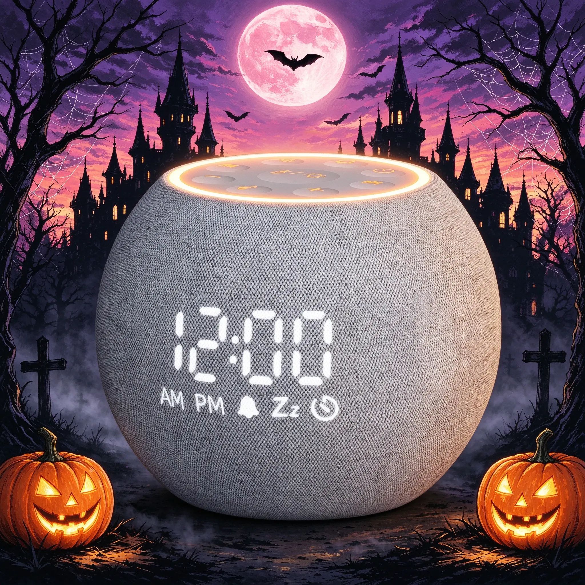 LEIKE Modern Multifunctional Glowing Display Alarm Clock - Bedroom Decor, Nature White Noise Machine with Soothing Sleep Sounds, Dimmable LED Display, Night Light, Plug-in Bedside Sleep Aid, Decor For Bedroom, Glowing Display Alarm Clocks