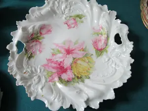RS Prussia Floral Tray Hand Painted Flowers Molded Borders [#196]