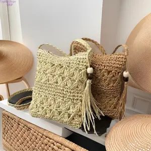 Women's Handmade Woven Crossbody Shoulder Bag - Artistic Hollow-Out Mini Phone Purse with Tassel Decor, Minimalist Lightweight Bag for Daily Outings, Shopping, Crossbody Bags For Women