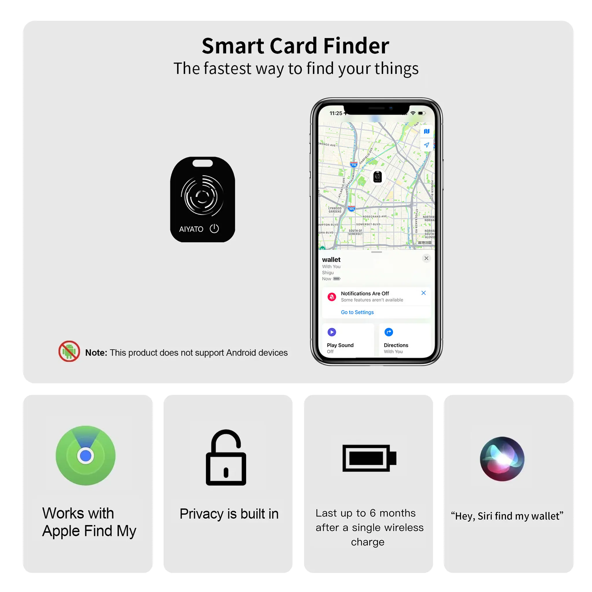 Aiyato Ultra-Slim Mini GPS Car Tracker 3mm Thin Magnetic Anti-Theft ...