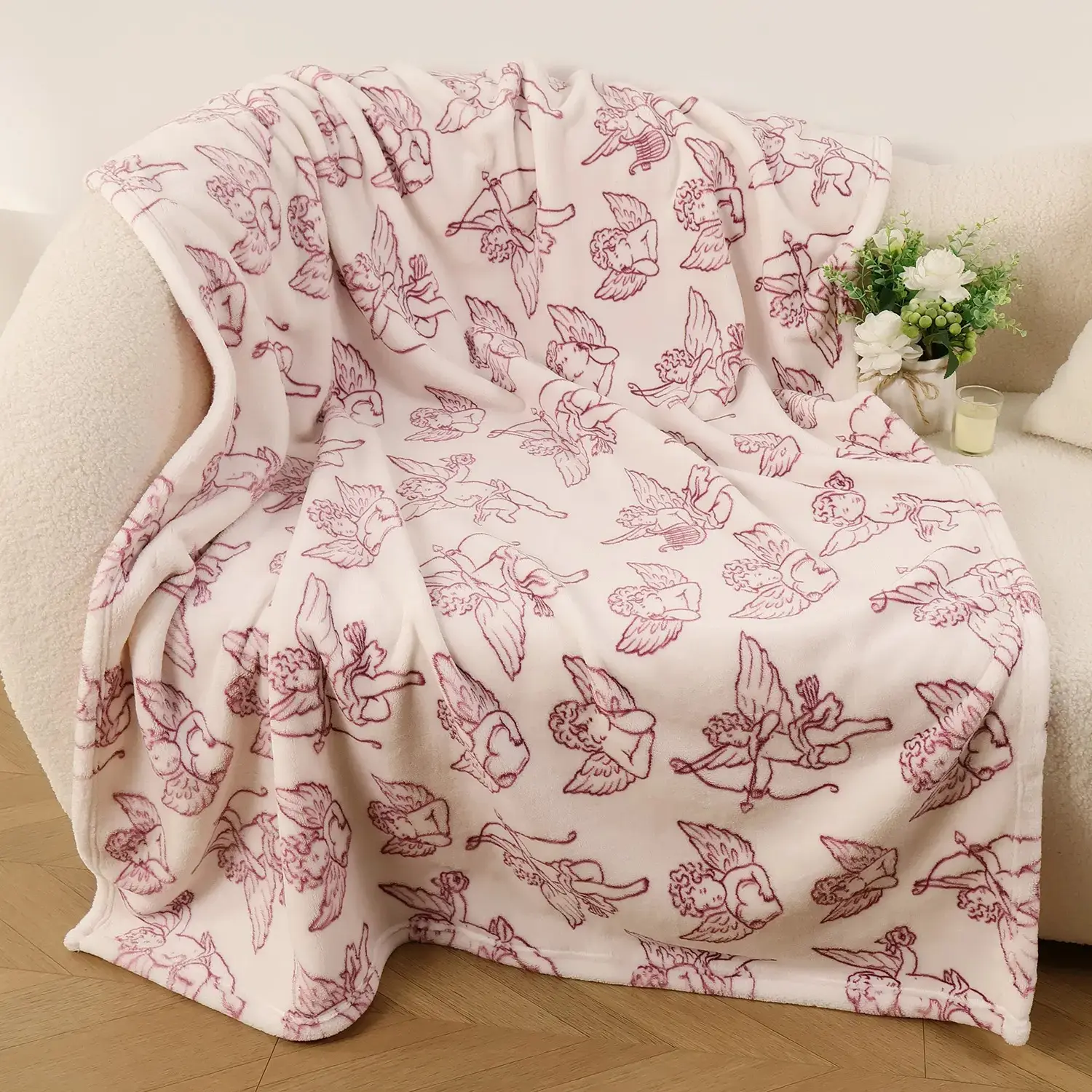 【Father 's Day Gift】ROSEKIND Angel Super Soft Design Throw Blanket(deals for you、restock、dealsforyoudays) - Fuzzy Plush, Marshmallow, Soft Cozy, Lightweight Knit, Instant Cool Relief, for SofaChair, Fuzzy Plush Thr
