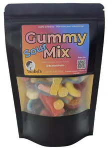 Sour Mix Gummy Bag 1/2 LB or 1 LB, peach, watermelon, blue raspberry rings, sour belts, sour gummies, sour candy