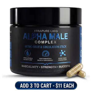 Alpha Male Complex – Nitric Oxide & Circulation High-Potency Performance & Blood Flow Support for Men | Clinically-Standardized Extracts | 60 Capsules