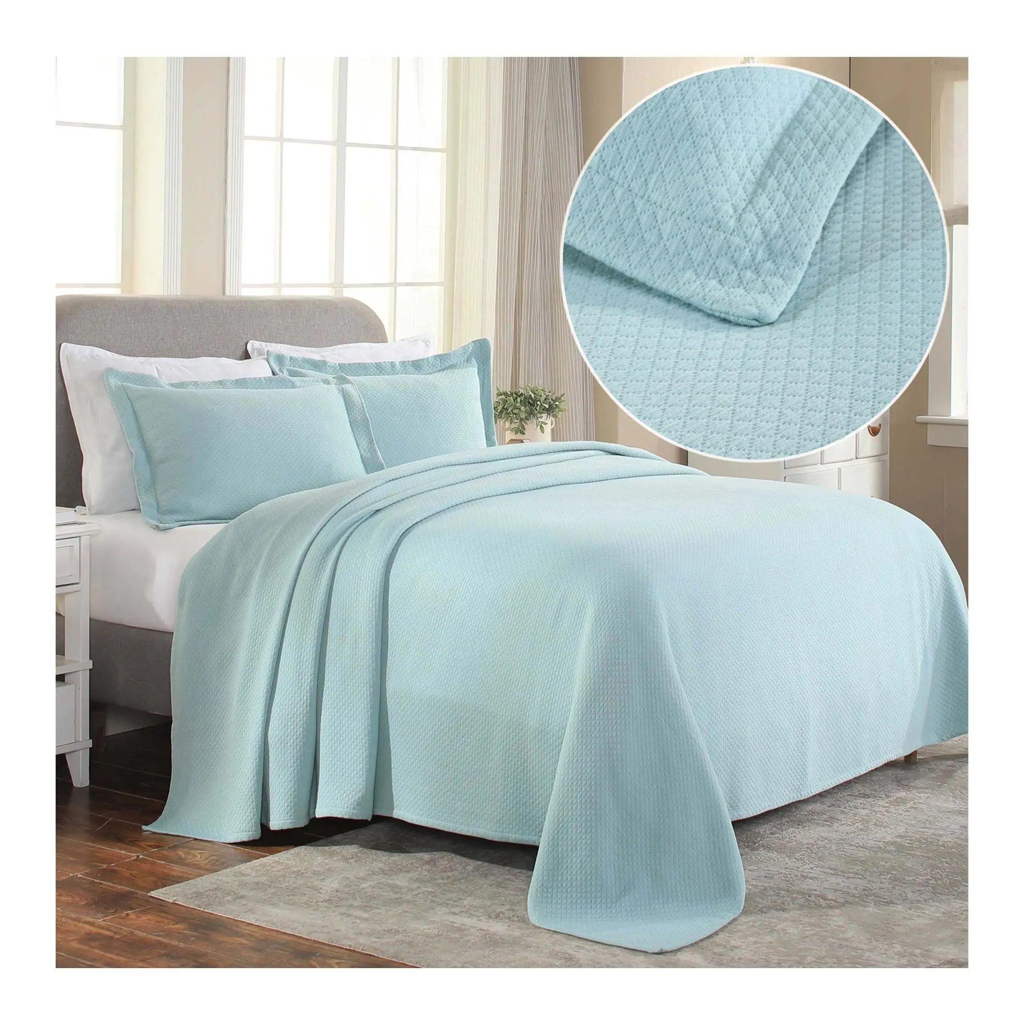 Superior Jacquard Cotton Diamond Bedspread Set,King Superior Jacquard Cotton Diamond Bedspread Set,King