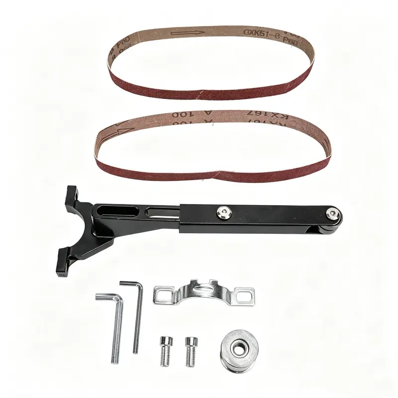Angle Grinder Belt Sander Adapter Kit - 125mm Professional Pipe Sanding Attachment for 100-125mm Model Grinders, Converts to Polisher for Tube, Metal Surfaces, DIY Projects, Rust Removal