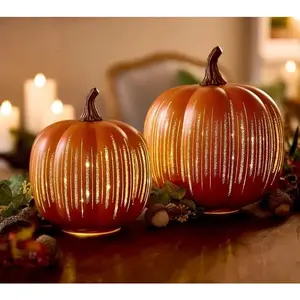 Glowing Starry Night Pumpkin, Lighted Timer with Starry Night Lights, Halloween Fall Decorations for Home, for Home, Bedroom, Hallway (Large)