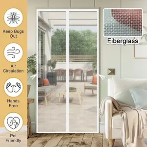 2D Door Curtain, Fiberglass Screen Door, Magnetic Closure Mosquito Net, Designed to Prevent Pets from Scratching And Insects from Entering, Mesh Screen for Living Room, Bedroom, Kitchen, Balcony, Japanese-Style Room Decor