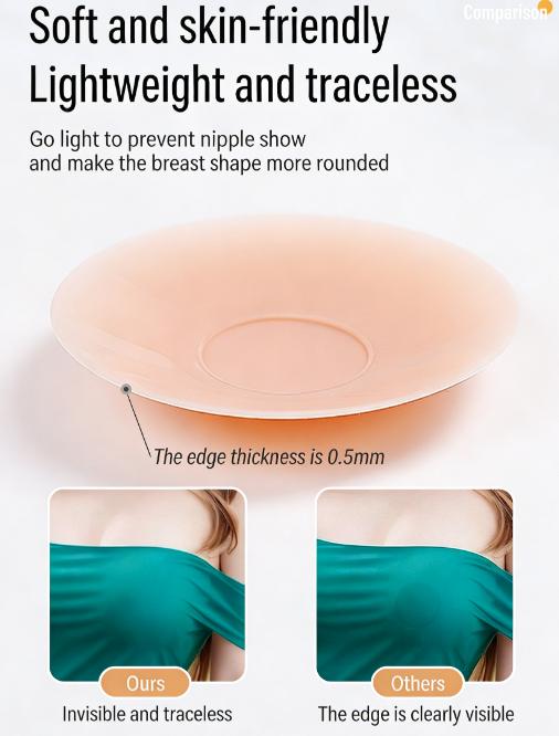 4-Pair Pack: Reusable Silicone Nipple Covers for Women — Adhesive-Free Center Design, Invisible Self-Adhesive Pasties, Seamless Nipple Concealers (8–10 cm)