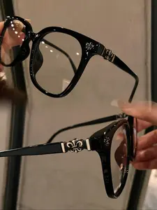 Angel's Heart Series 2026 Trendy Square Anti Eye Strain Blue Light Blocking Glasses  Clear Lens Computer & Gaming  Minimalist Metal Frame Eyeglasses Y2K Style Non-Prescription Flat Anti-Radiation Eyewear Fashion Blue Light Filtering