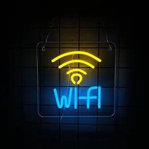 Free Wifi Business Neon Sign for Wall Decor Light Up Letter Led Sign Party Gift Led Decorative Night Signs Room Decoration Signboard Billboard Grand Opening Gift for Bar Club Restaurant Cafe