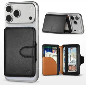 for MagSafe Wallet,  Phone Wallet RFID Blocking, Slim 5-8 Card Holder with  Slot & Clear ID Window, Minimalist Mag Safe Wallets for  17/16/15/14/13/12 Series, Midnight Black