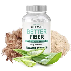 Organics Ocean Better Fiber - Daily Fiber Supplement - Soften Stool for Effortless Bowel Movements - with Psyllium Hulk and Slippery Elm - 90 Capsules