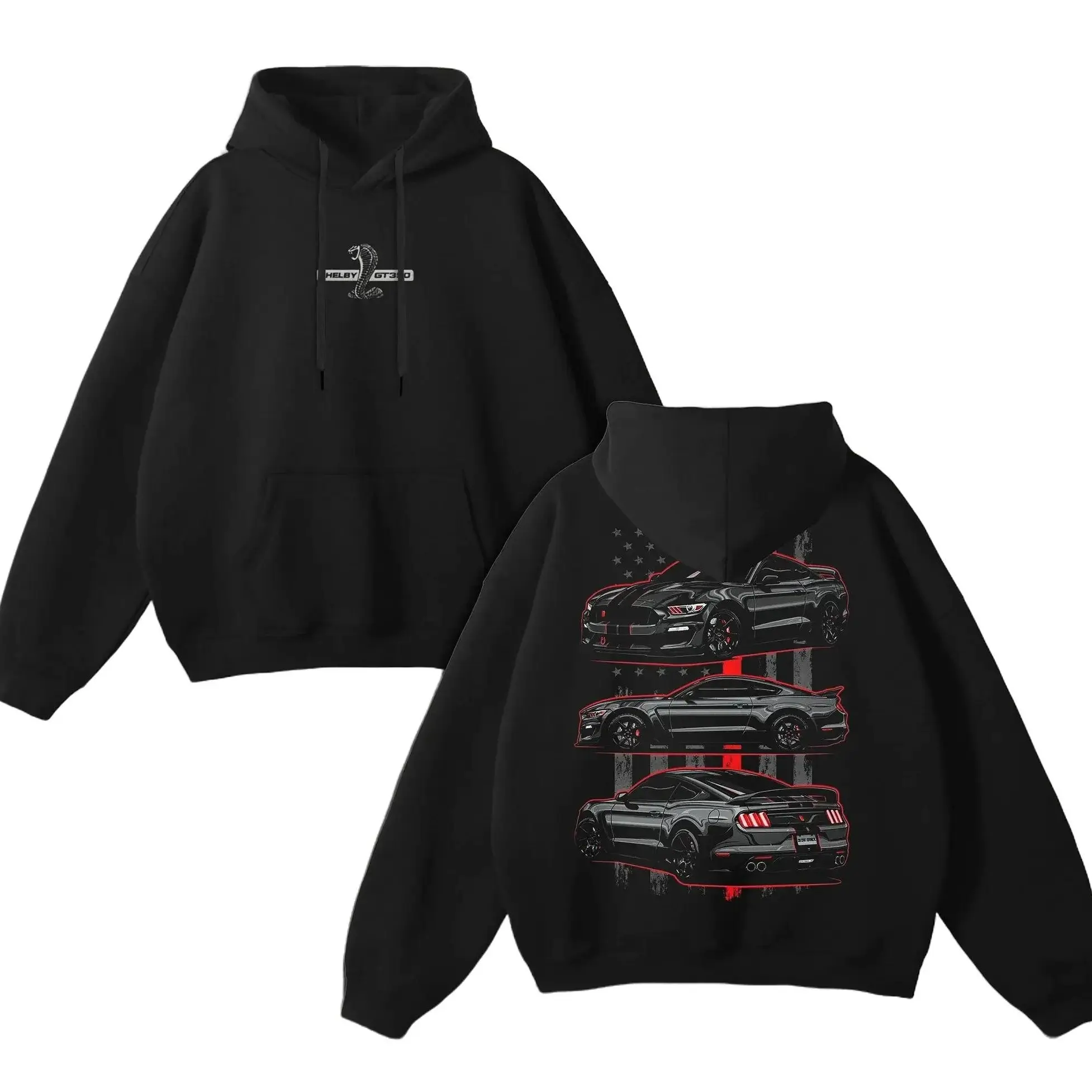 Ford Mustang Shelby GT350 Unisex Hoodie, Classic Muscle Car Graphic Pullover, Warm Winter Streetwear for Mustang Fans & Car Enthusiasts