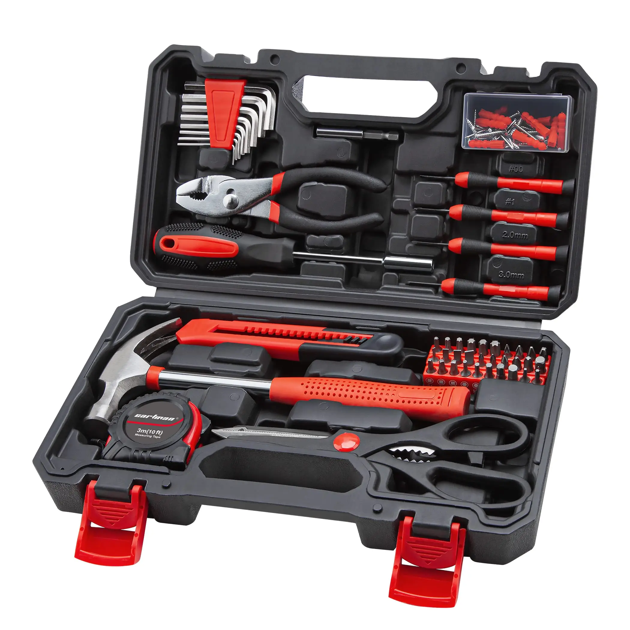 126-piece Home Tool Set Kit  Basic Household Hand Tools With Storage Case Red