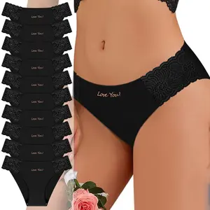 Morelect 10 Pack Low Rise Women's Panties，Sexy Lace Trim & Seamless Design, Lightweight Comfort for Daily Wear & Date Night, Breathable & Soft All-Season Underwear