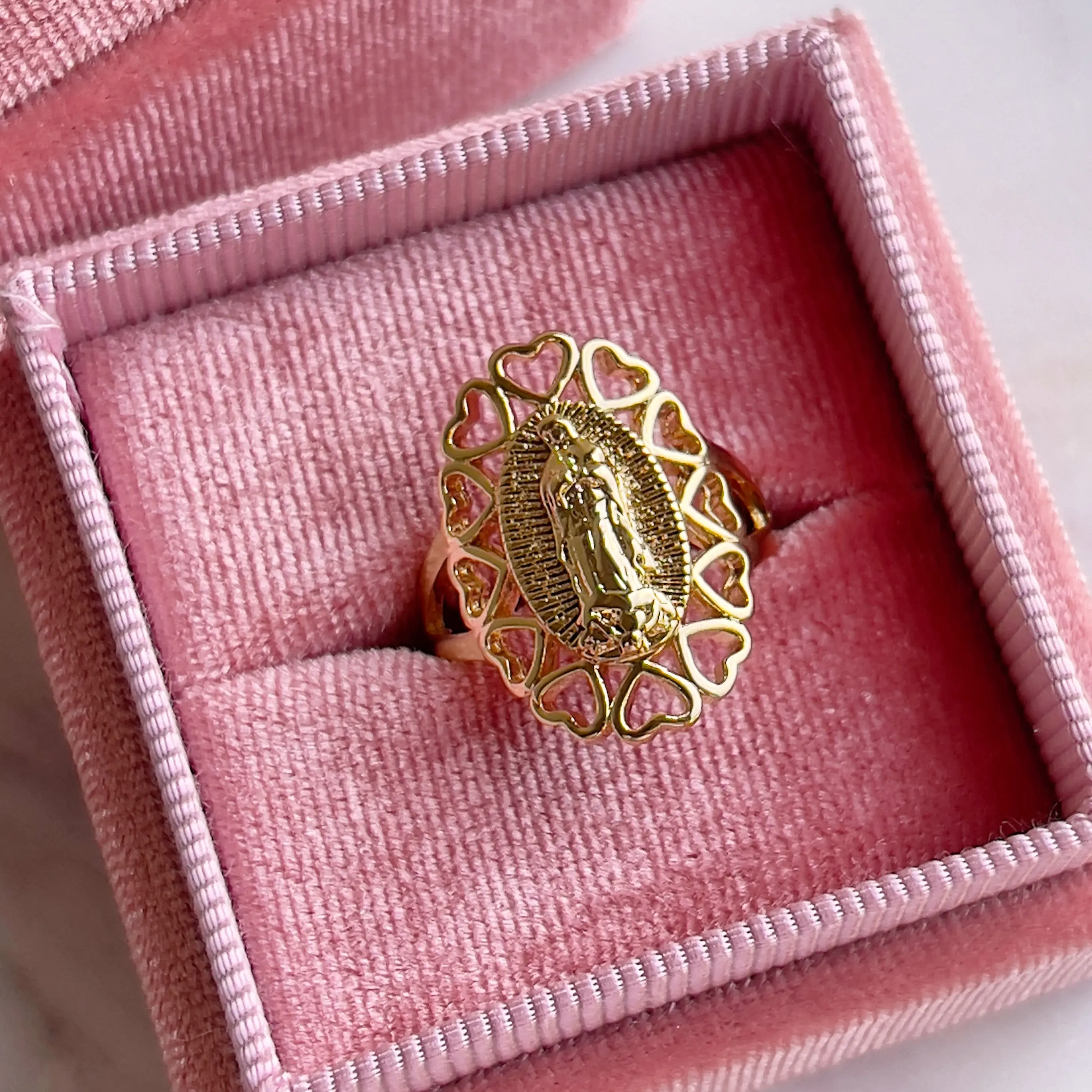 Traditional Virgencita Ring, Gold Jewelry Aesthetic Costume Fashion Accessory