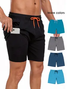 Men's 2-In-1 Swim Trunks, 7 Inch Swimming Shorts, Quick Dry Gym Shorts with Zipper Pocket, Compression Lining, Gym Vacation Pool Wear, Swimwear Shorts