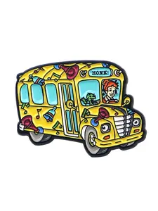 Cute Cartoon School Bus Pin Badge, Durable Metal Pins, Unisex Accessory for Bags & Clothing, Perfect Birthday Gift for Students, All Seasons Wear, Clip