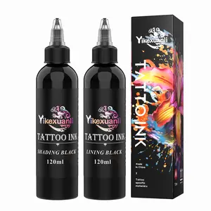 Yikexuanli Tattoo Ink Set 4oz 120ml Professional Black for Outlining Shading Blending Premium True Black Triple Brite White Pigment Concentrated Gentle Cosmetic Makeup Lipliner Matte And Glitter