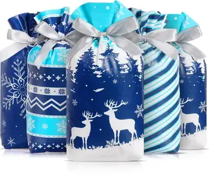 40 count Winter  Bags Snowflake Drawstring Favor Bags Winter Plastic  Bags Snowflake  Candy Bags for Winter Xmas Birthday Party Favors Decor