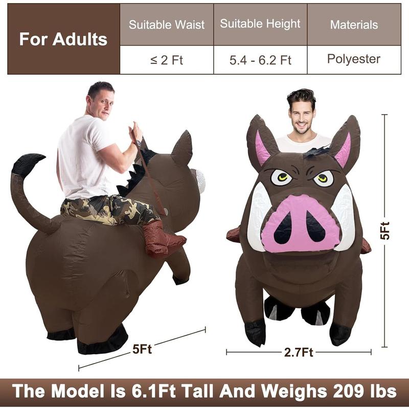 Halloween Inflatable Warthogs Rider Costume Funny Blows Up Riding Costume for Halloween Party Adult Men Women Halloween Inflatable Warthogs Rider Costume Funny Blows Up Riding Costume for Halloween Party Adult Men Women