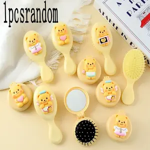 Cute Cartoon Bear Comb for Babies, Anti-Tangling Massage Brush, Food-Grade PP Material, Gentle on Scalp, Perfect for Parent-Child Interaction