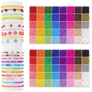 2 Box 3mm Beads, 9600pcs Glass Seed Beads for Bracelets Making, Friendship Jewelry Making Kit with Colorful Small Bead and Elastic String, DIY Jewellery and Art Crafts, for Birthdays, Parties, Holidays