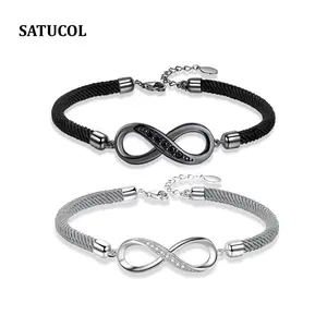 Couple's Infinity Symbol Rope Bracelet, crafted from premium copper with zirconia accents and an adjustable S925 extension chain. The perfect holiday gift for your boyfriend, girlfriend, or best friend. permanent  hand  chain