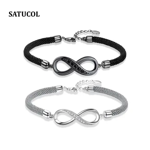 Couple's Infinity Symbol Rope Bracelet, crafted from premium copper with zirconia accents and an adjustable S925 extension chain. The perfect holiday gift for your boyfriend, girlfriend, or best friend. permanent  hand  chain